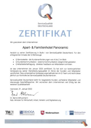 Zertifikat Servicequalitaet Deutschland 2022